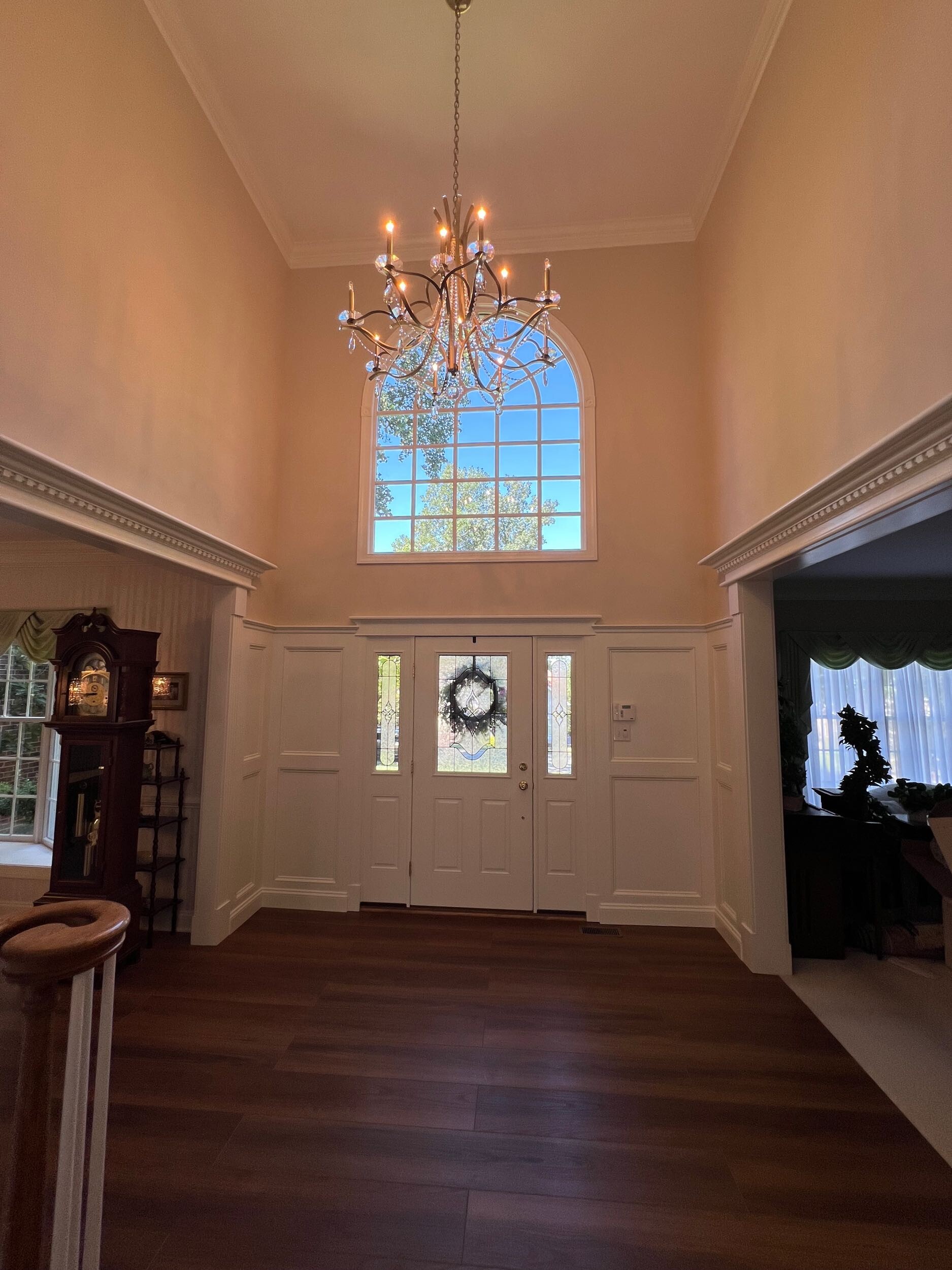 Phoenixville Foyer Remodel: Custom Wainscoting, Paint, and Electrical Fixtures