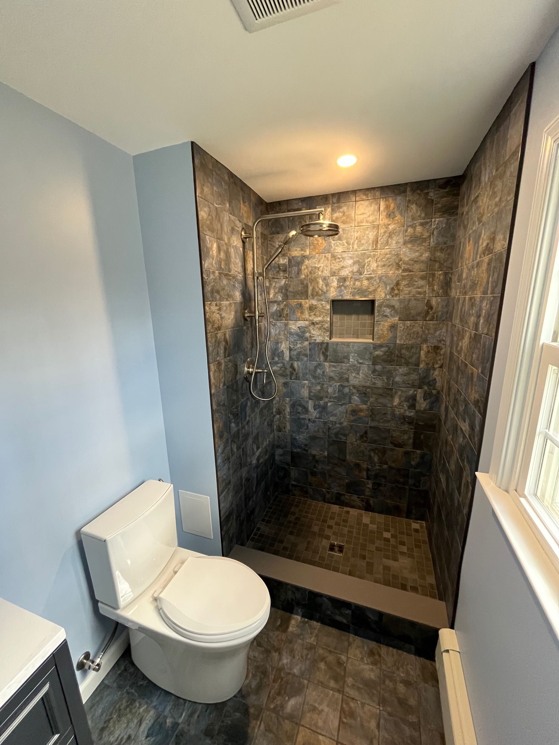 Double Bathroom Remodel in Pottstown Nearing Completion